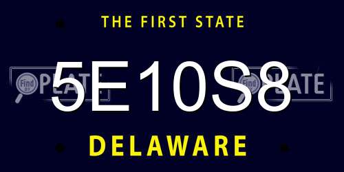 5E10S8 Delaware License Plate