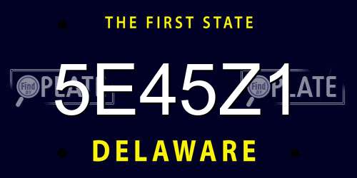 5E45Z1 Delaware License Plate
