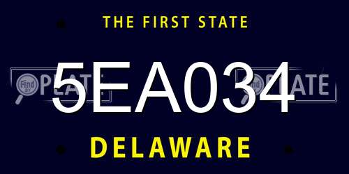 5EA034 Delaware License Plate