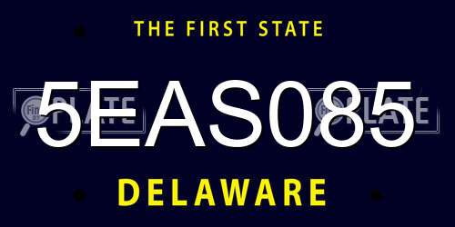5EAS085 Delaware License Plate