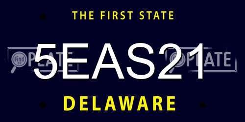 5EAS21 Delaware License Plate