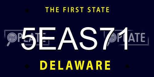 5EAS71 Delaware License Plate