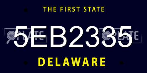5EB2335 Delaware License Plate