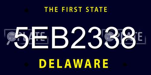 5EB2338 Delaware License Plate