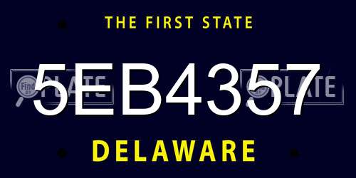 5EB4357 Delaware License Plate
