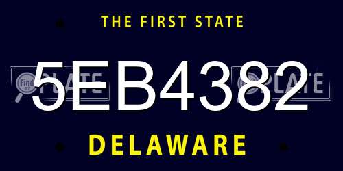 5EB4382 Delaware License Plate