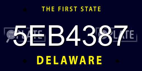 5EB4387 Delaware License Plate