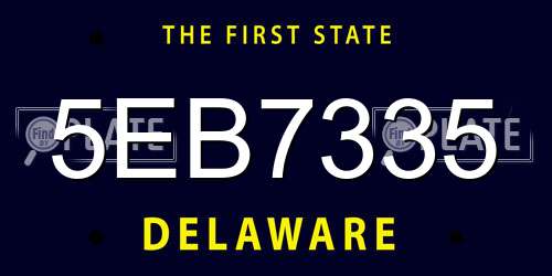 5EB7335 Delaware License Plate