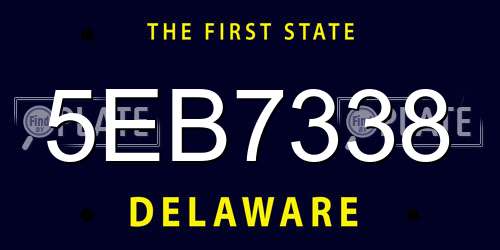 5EB7338 Delaware License Plate