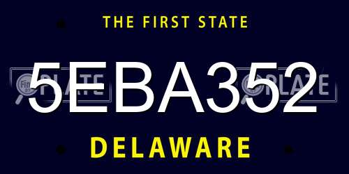 5EBA352 Delaware License Plate