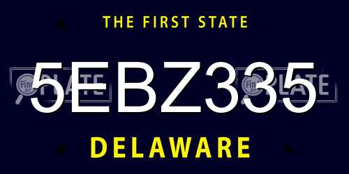 5EBZ335 Delaware License Plate