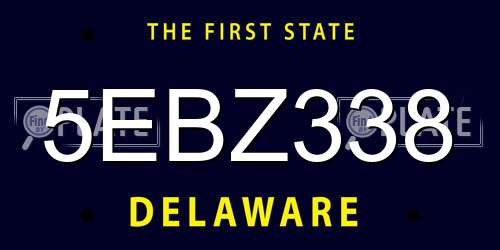 5EBZ338 Delaware License Plate