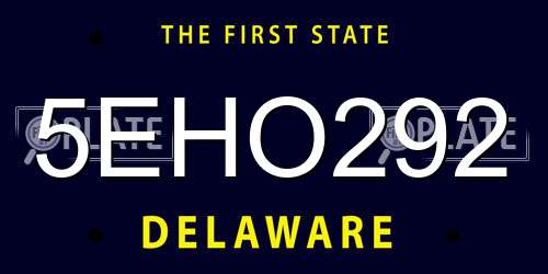 5EHO292 Delaware License Plate