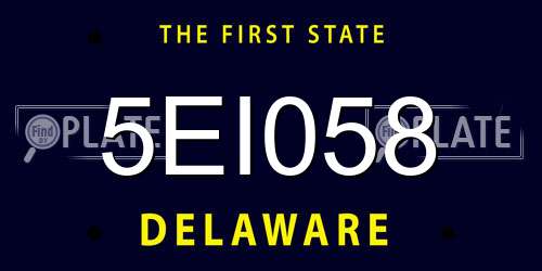 5EI058 Delaware License Plate