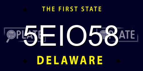 5EIO58 Delaware License Plate