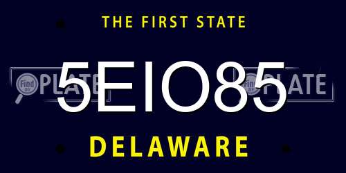 5EIO85 Delaware License Plate