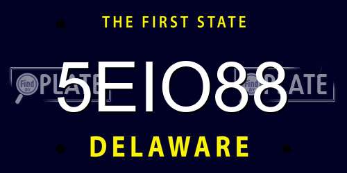 5EIO88 Delaware License Plate
