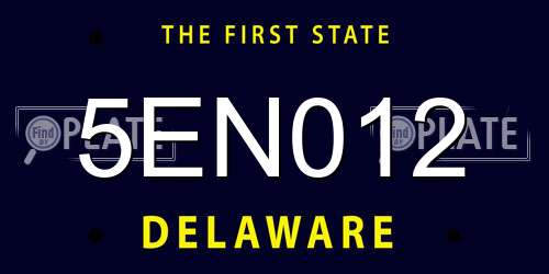 5EN012 Delaware License Plate