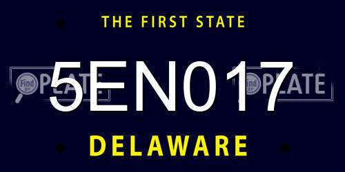 5EN017 Delaware License Plate