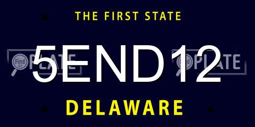 5END12 Delaware License Plate