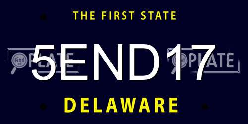5END17 Delaware License Plate