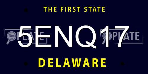 5ENQ17 Delaware License Plate
