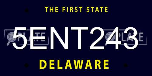 5ENT243 Delaware License Plate