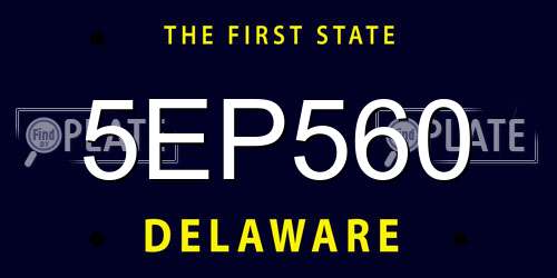 5EP560 Delaware License Plate