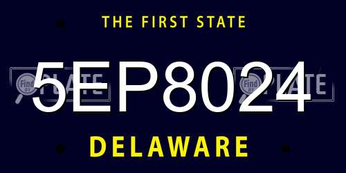 5EP8024 Delaware License Plate