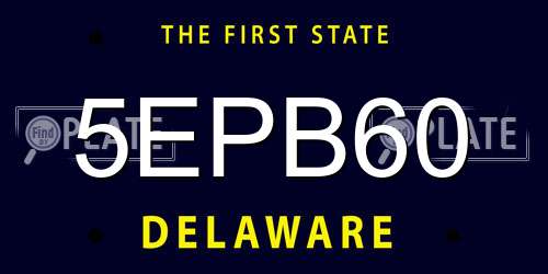 5EPB60 Delaware License Plate