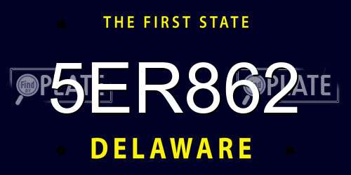 5ER862 Delaware License Plate