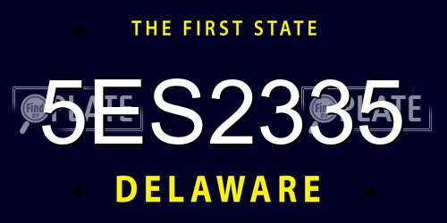 5ES2335 Delaware License Plate