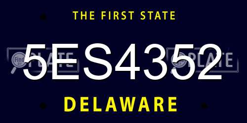 5ES4352 Delaware License Plate