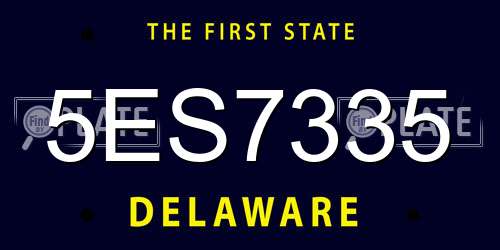 5ES7335 Delaware License Plate