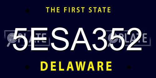 5ESA352 Delaware License Plate