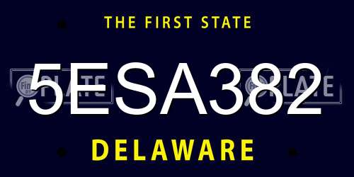 5ESA382 Delaware License Plate