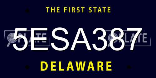 5ESA387 Delaware License Plate
