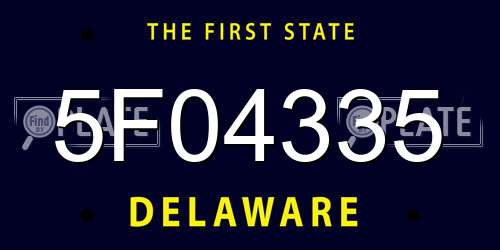 5F04335 Delaware License Plate