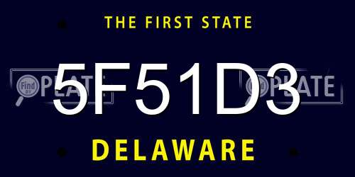 5F51D3 Delaware License Plate