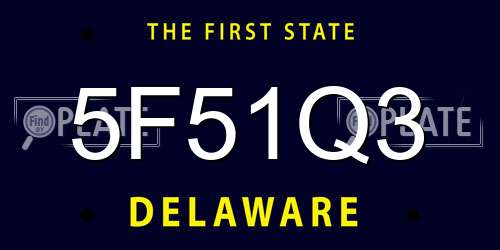 5F51Q3 Delaware License Plate