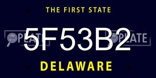 5F53B2 Delaware License Plate