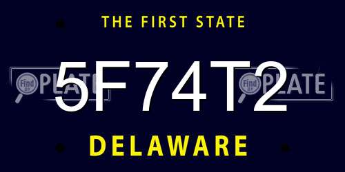 5F74T2 Delaware License Plate