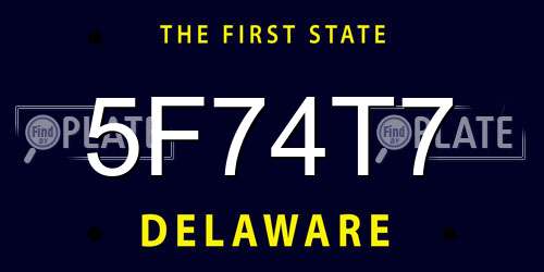 5F74T7 Delaware License Plate