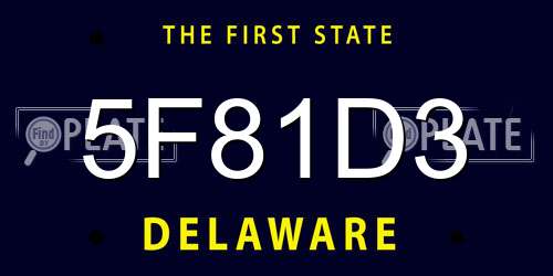 5F81D3 Delaware License Plate
