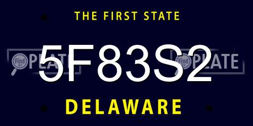5F83S2 Delaware License Plate