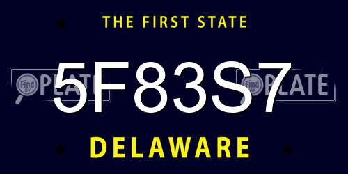 5F83S7 Delaware License Plate