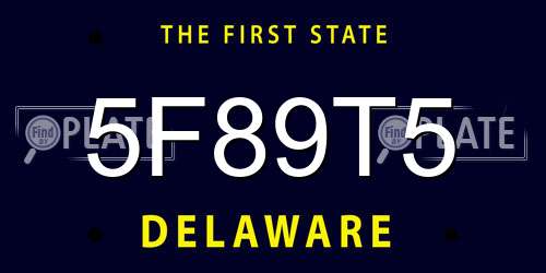 5F89T5 Delaware License Plate