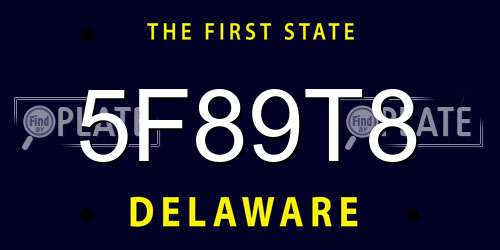 5F89T8 Delaware License Plate