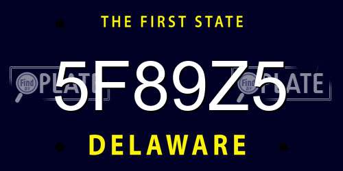 5F89Z5 Delaware License Plate