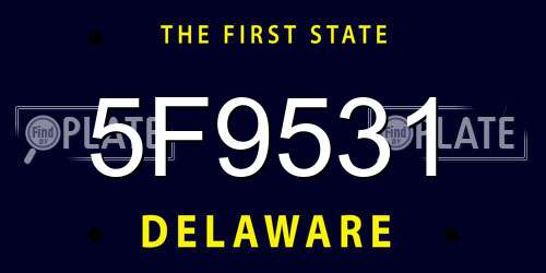 5F9531 Delaware License Plate